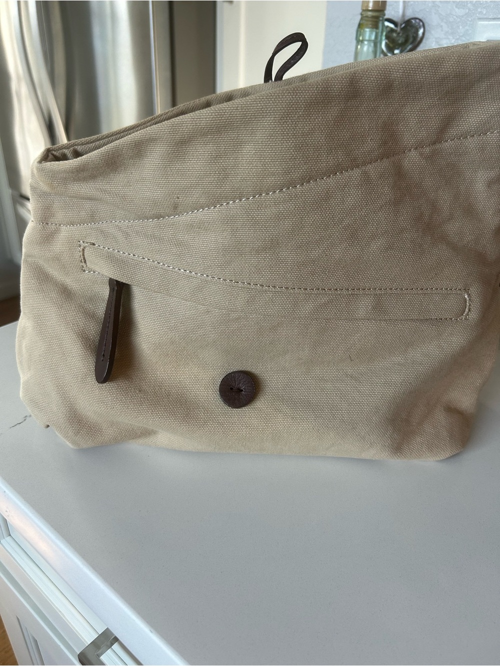 Michael Stars Canvas Fold-Over Clutch with Brown Trim - Picture 2 of 8